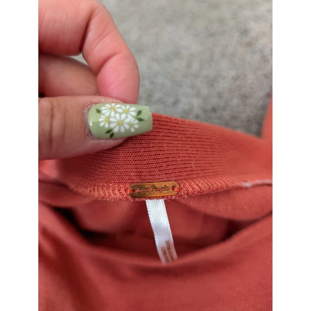 Free People Terracotta Orange‎ Smocked Hem Square Neck Cropped Knit Top Medium
